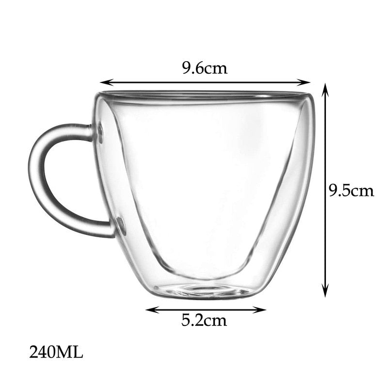 200ml Double Wall Insulated Glass Cup Heat Resistant Tea Coffee