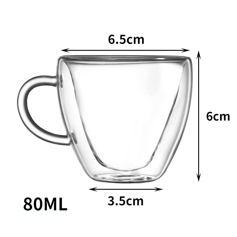 Reusable Double Wall Insulated Clear Glass Coffee Tea Mug with